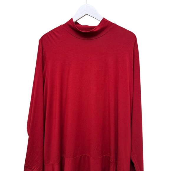 Susan Graver Weekend Red Turtleneck Tunic Plus Size 2X Petite Holiday Christmas - Picture 2 of 7